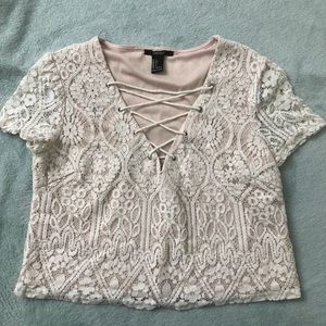 Pink/white Flower lace shirt